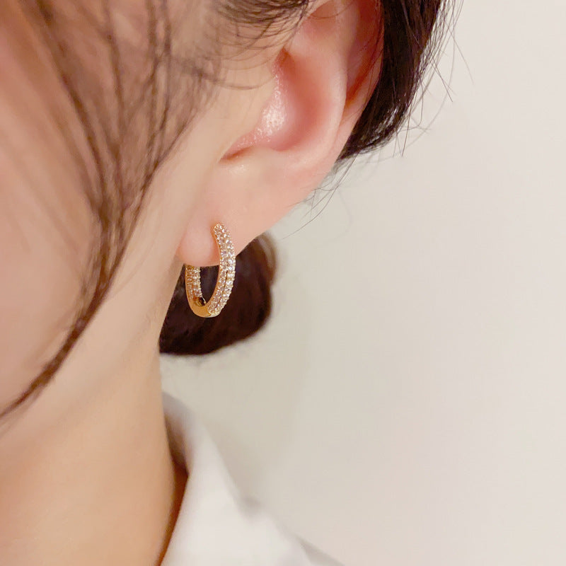 Micro Inlaid Zircon Pearl Ear Clip Women