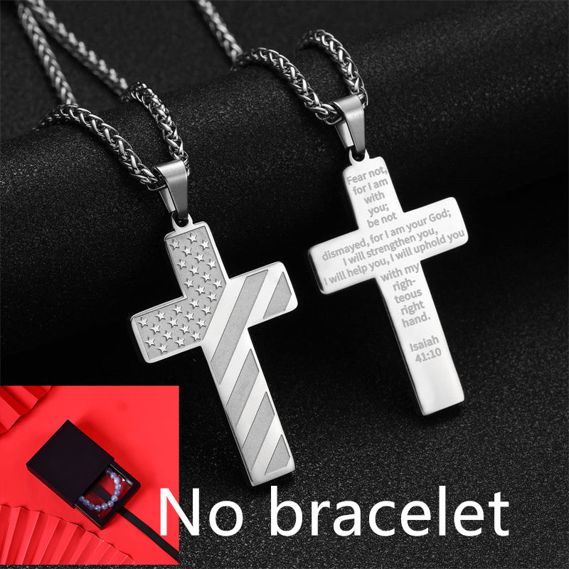 Cross Flag Necklace Letters High Sense Hip Hop