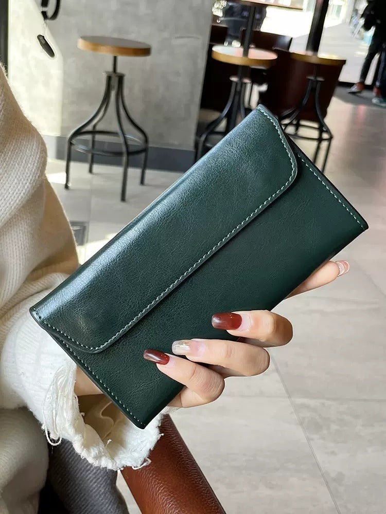 Leather Buckle Simple Business Cowhide Thin Wallet