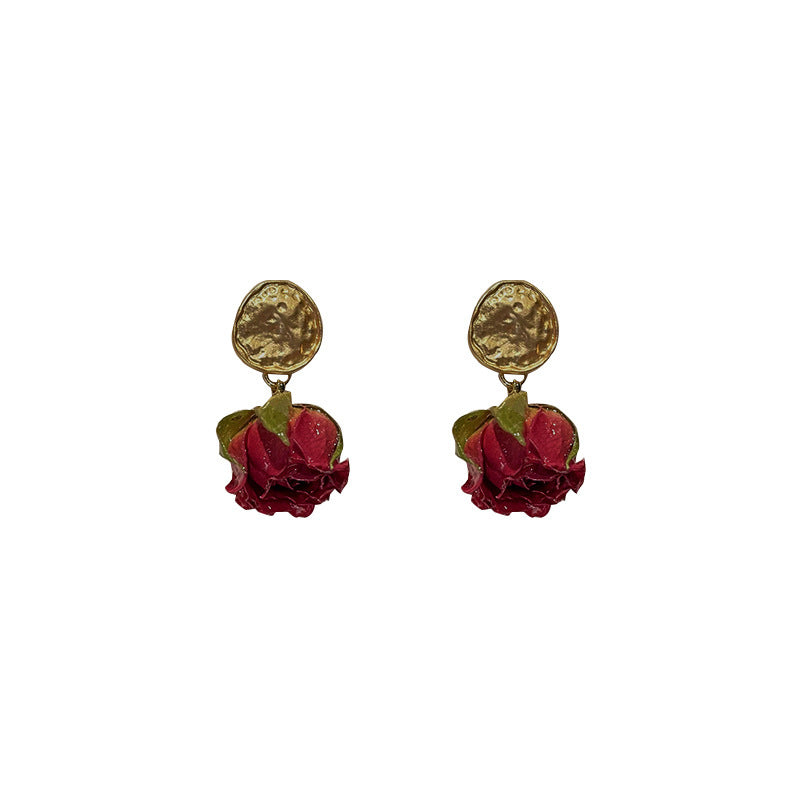 Silver Needle Eternal Rose Earrings