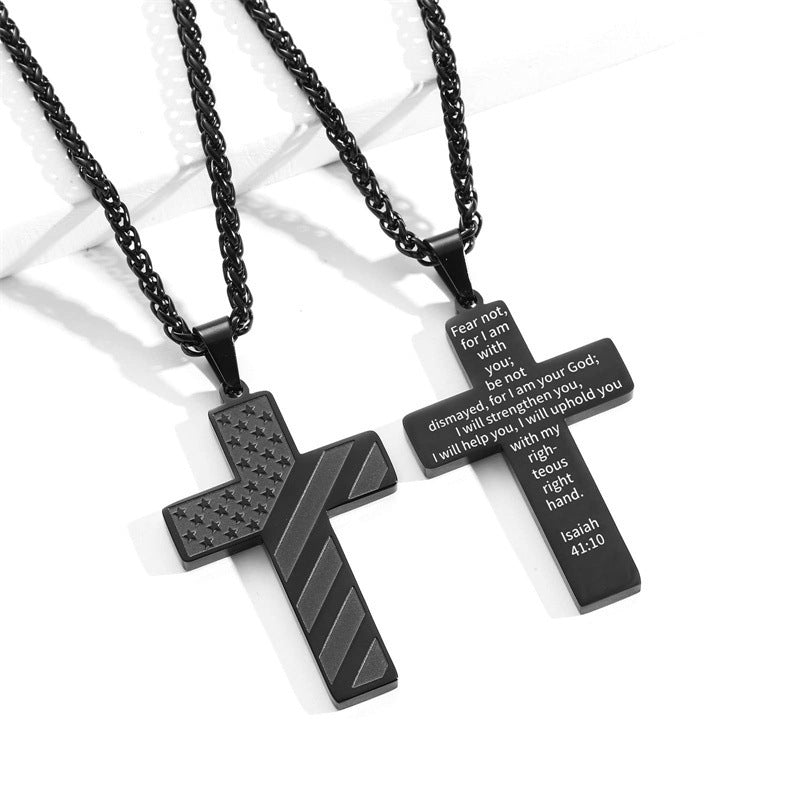 Cross Flag Necklace Letters High Sense Hip Hop