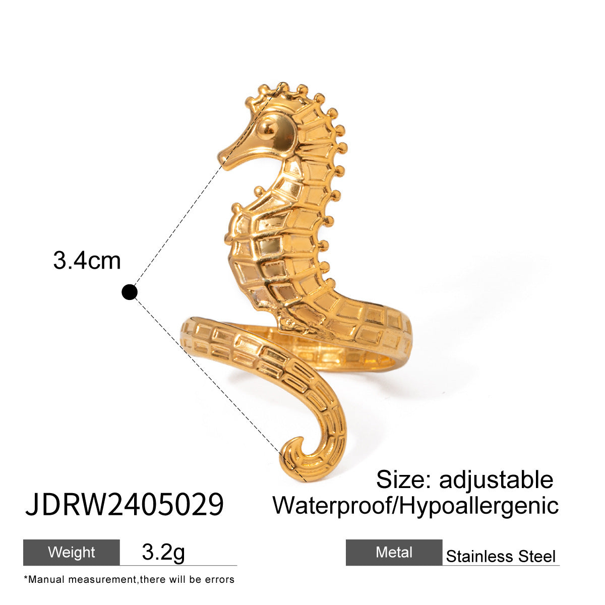 Fashion Personality Stainless Steel Seahorse Ring