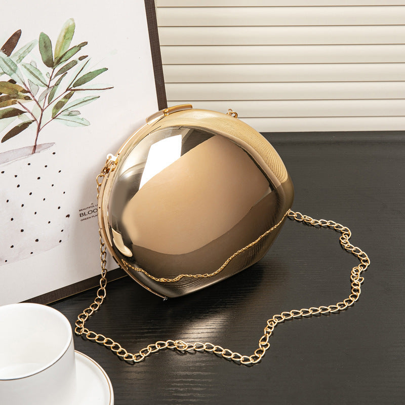 Golden Acrylic Metallic Goose Egg Box Banquet Clutch Bag