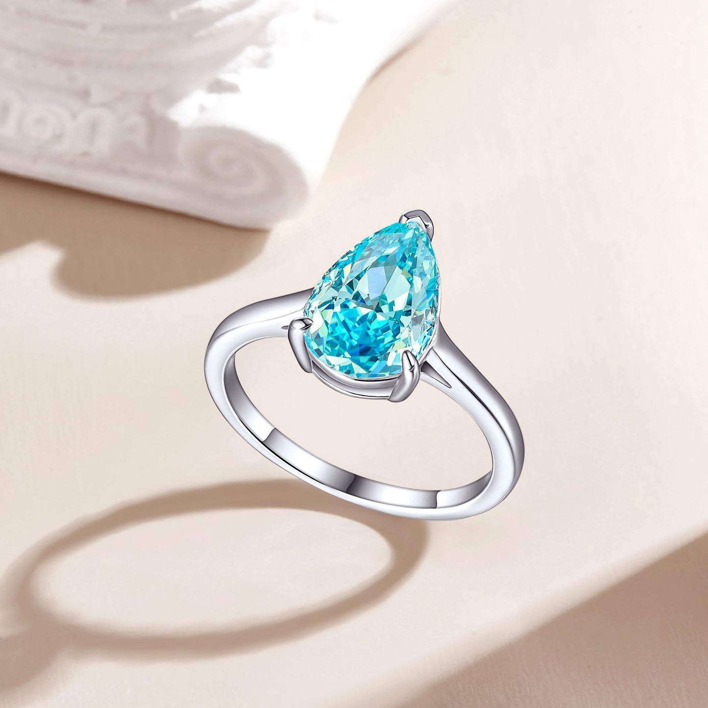 High-end S925 Sterling Silver 4ct Drop-shaped Ice Flower Cut Ring 812 Colored Gems High Carbon Diamond Women's Ring