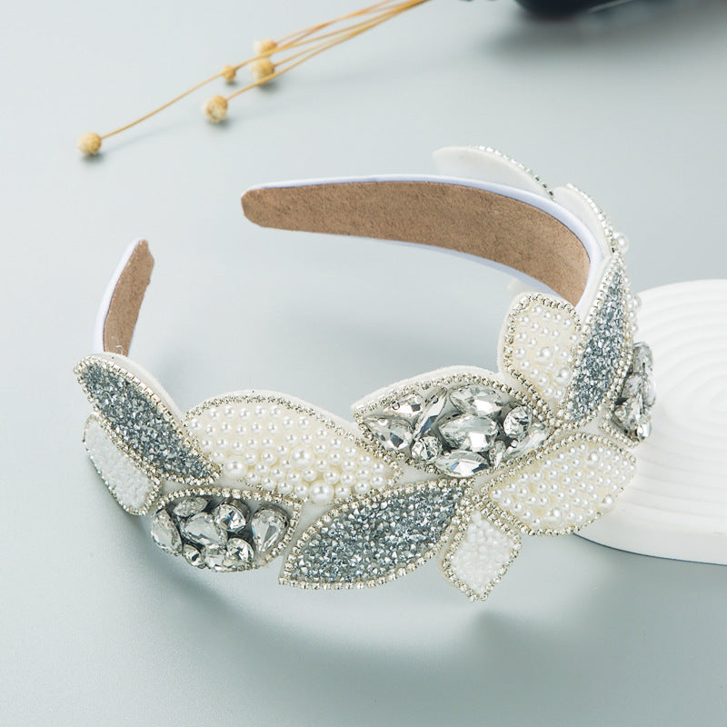 Rhinestones Pearl Leaf Baroque headband