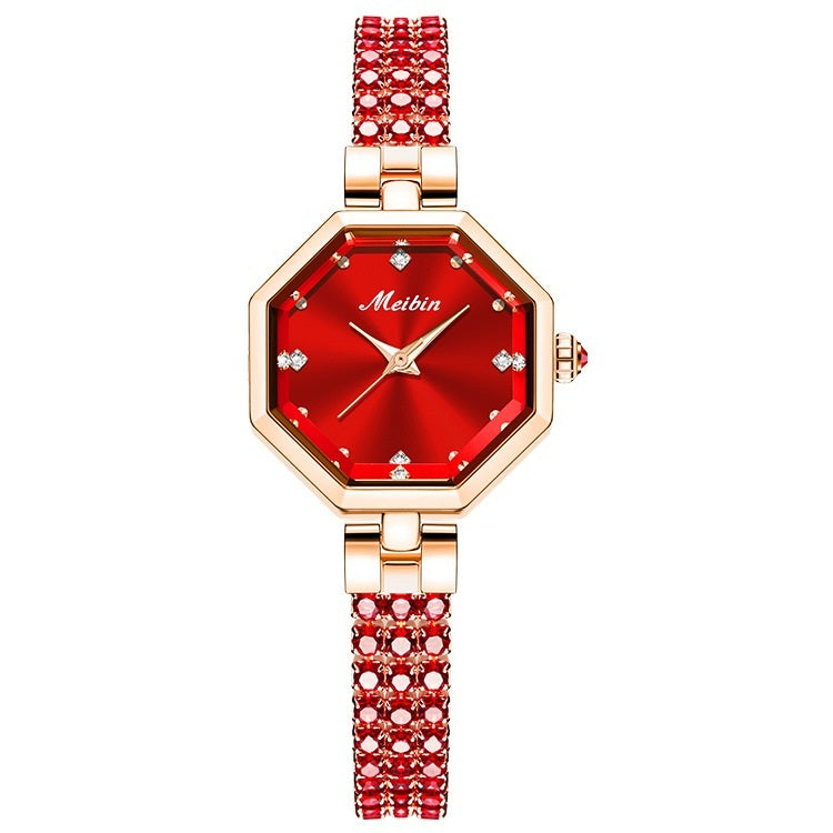 Octagonal Rose Stone Women's Watch