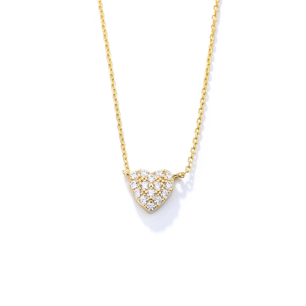 Silver Heart-shaped Zircon Necklace