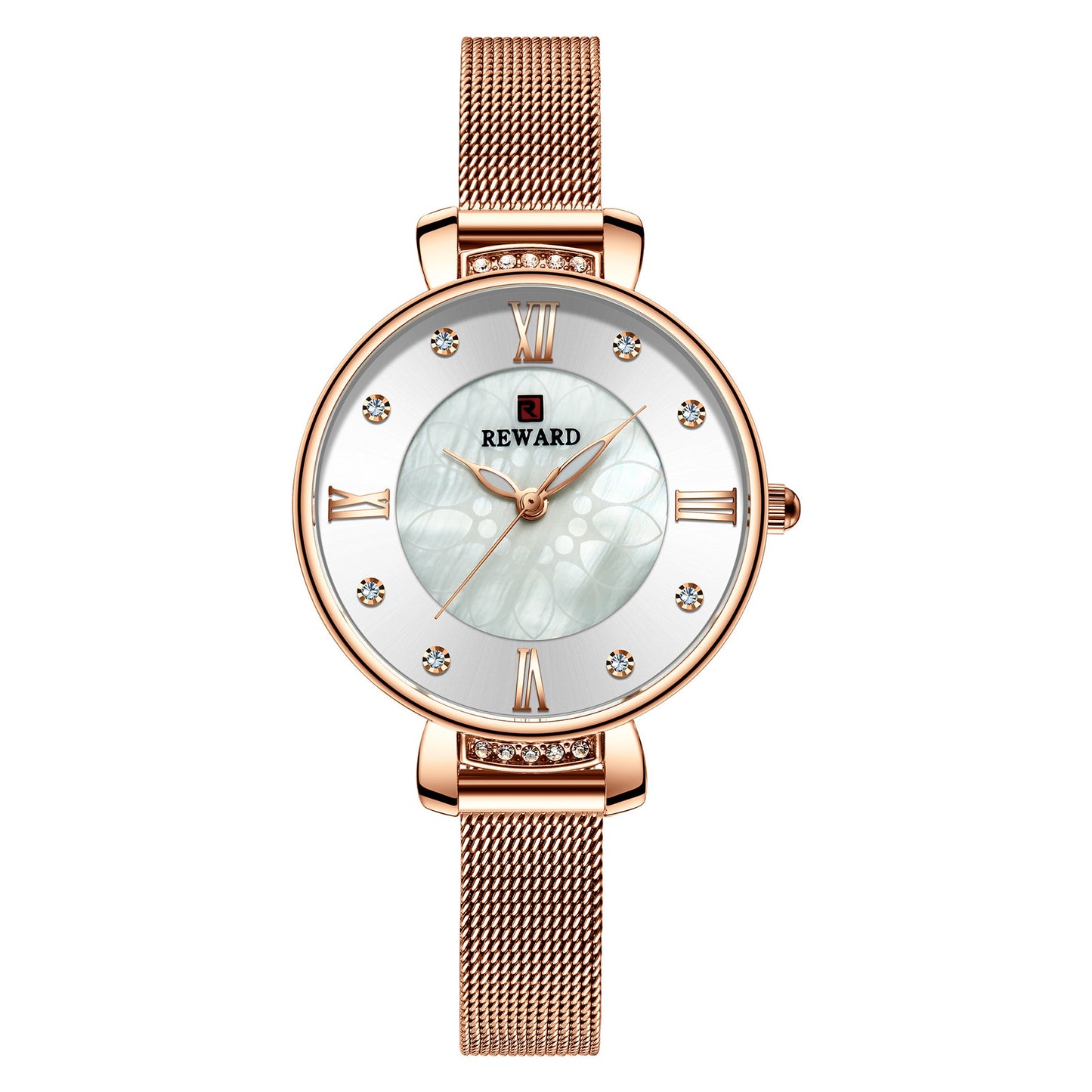 Delicate Shell Diamond Milanese Mesh Strap Women's Watch