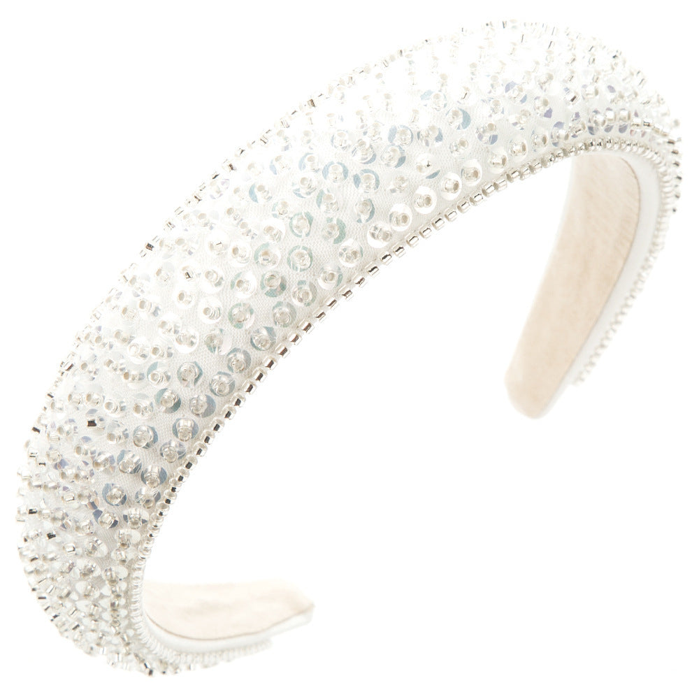 Women's Simple Handmade Beaded Crystal Sequined Headband