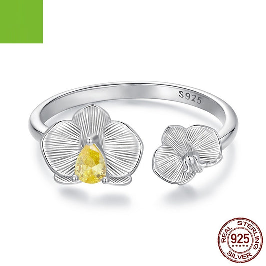 Sterling Silver Phalaenopsis Open Ring