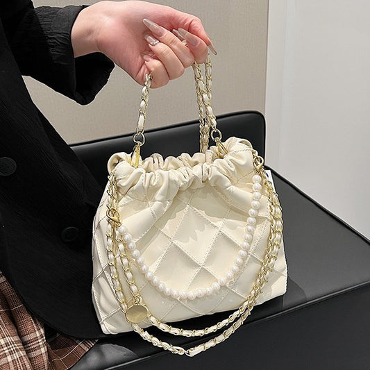 Niche Texture Garbage Rhombus PU Hand Bag