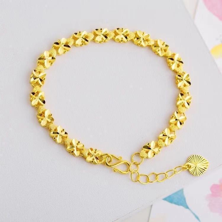 Gold-plated Lucky Clover Gift Love Heart Brass Gold-plated