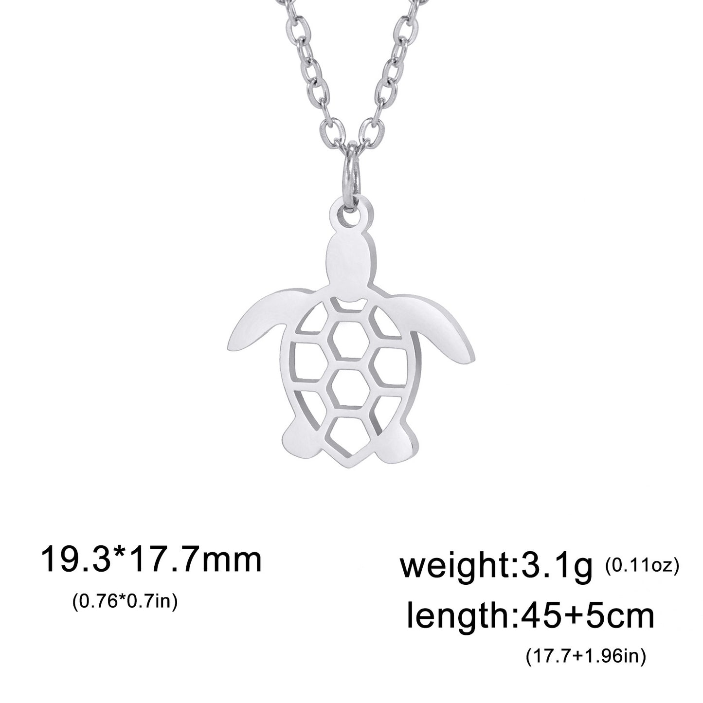 Stainless Steel Hollow Single Hole Turtle Pendant Necklace