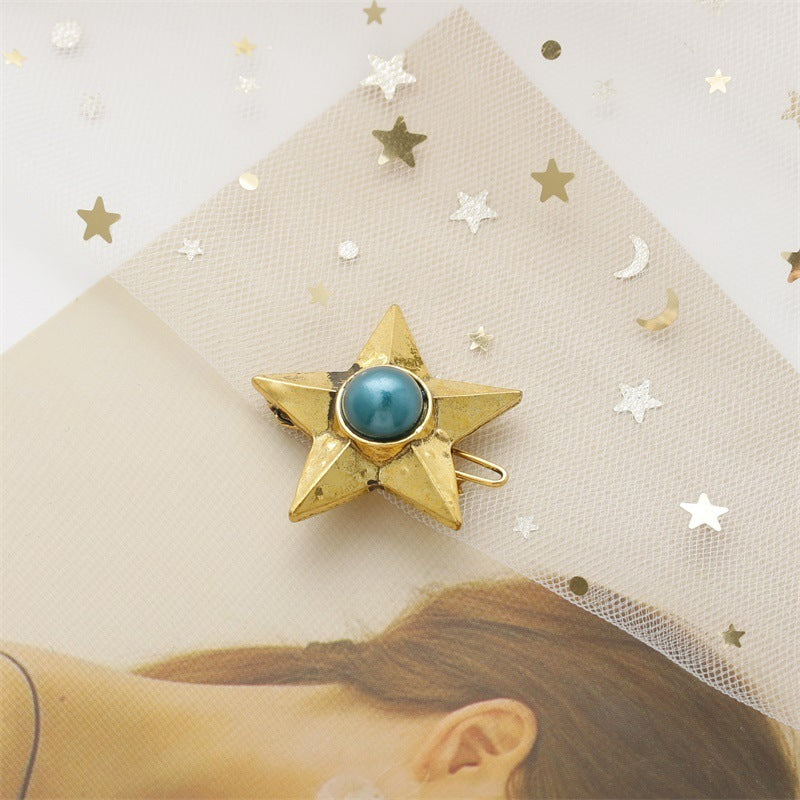 Vintage Pearl Gemstone Star Hairpin