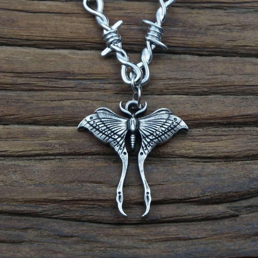 Gothic Style Death Moth Necklace