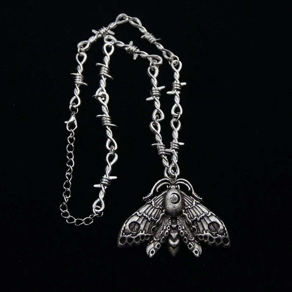 Gothic Style Death Moth Necklace