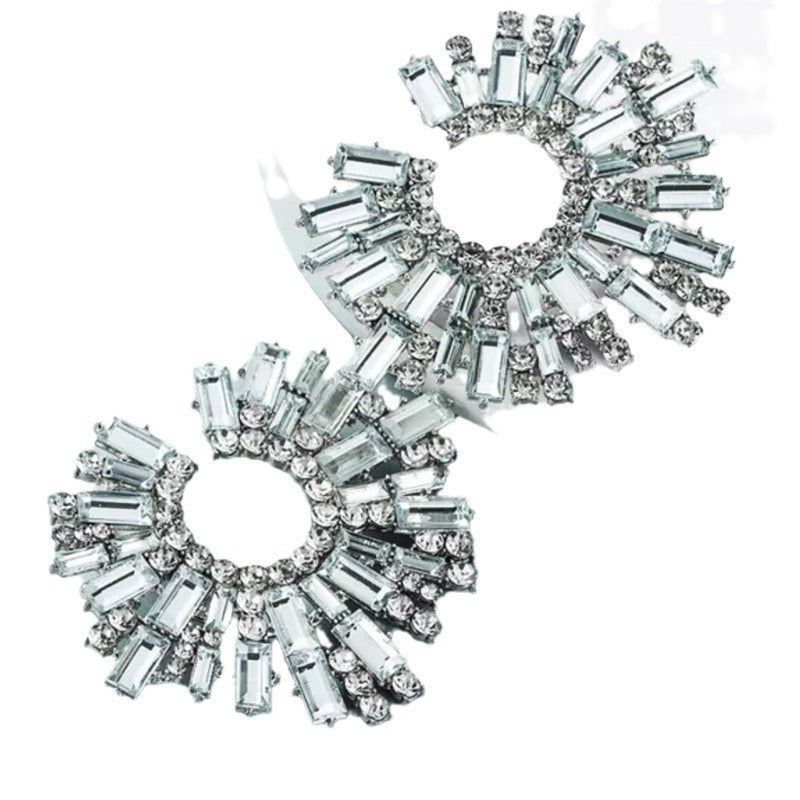 Geometric Alloy Rhinestone Acrylic Earrings