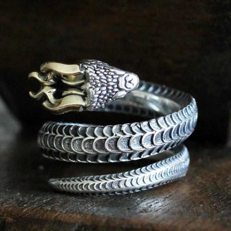 Multi-circle Adjustable Retro Snake Ring With Tangential Belt Corners