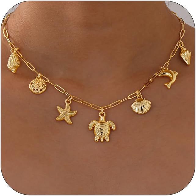 Shell Sun Starfish Summer Beach Necklace