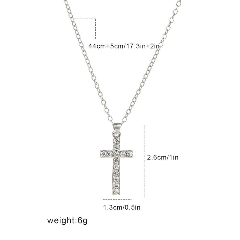 Men's And Women's Classic Accessories Diamond Cross Necklace