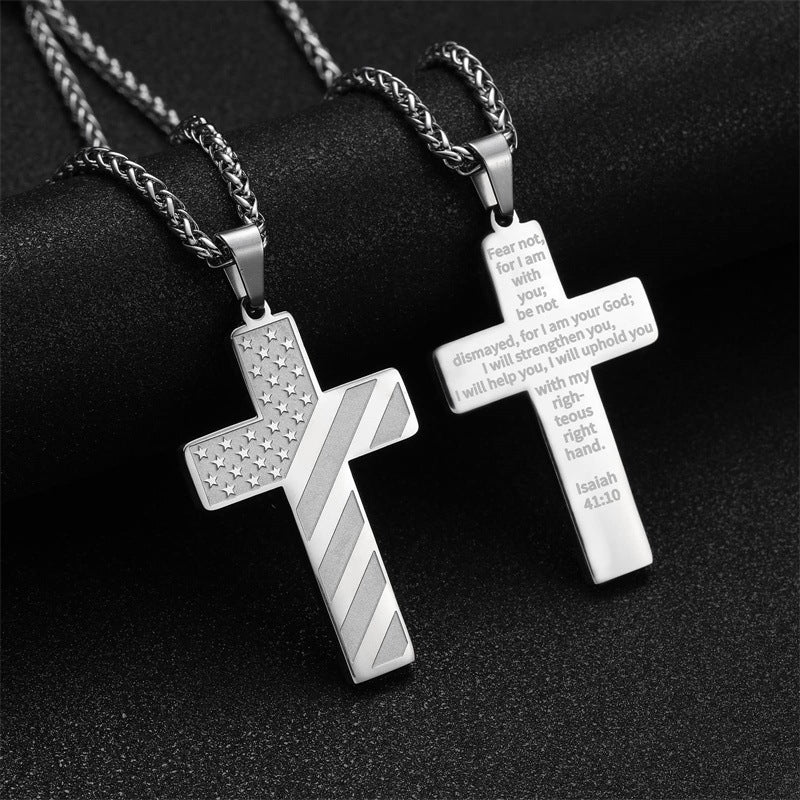 Cross Flag Necklace Letters High Sense Hip Hop
