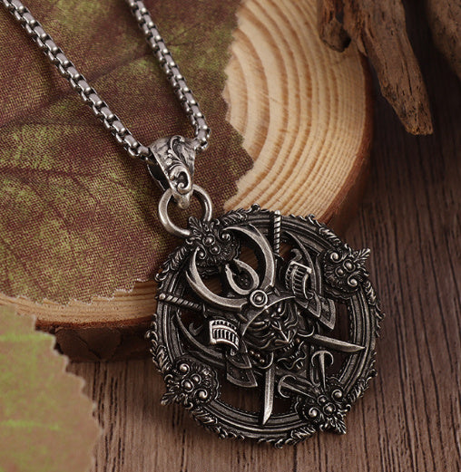 Samurai Devil Pendant Necklace Men's