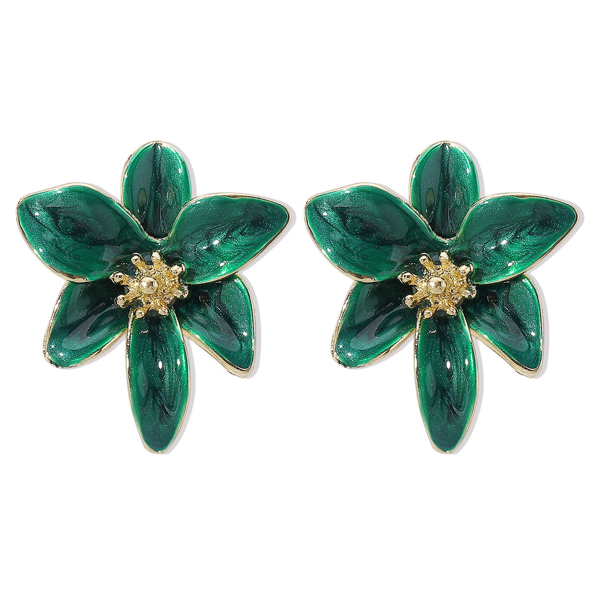 Vintage Color Enamel Flower Stud Earrings