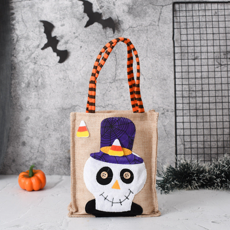 Halloween Candy Tote Bag For Kids Funny Creative Witch Skull Pumpkin Gift Handbag