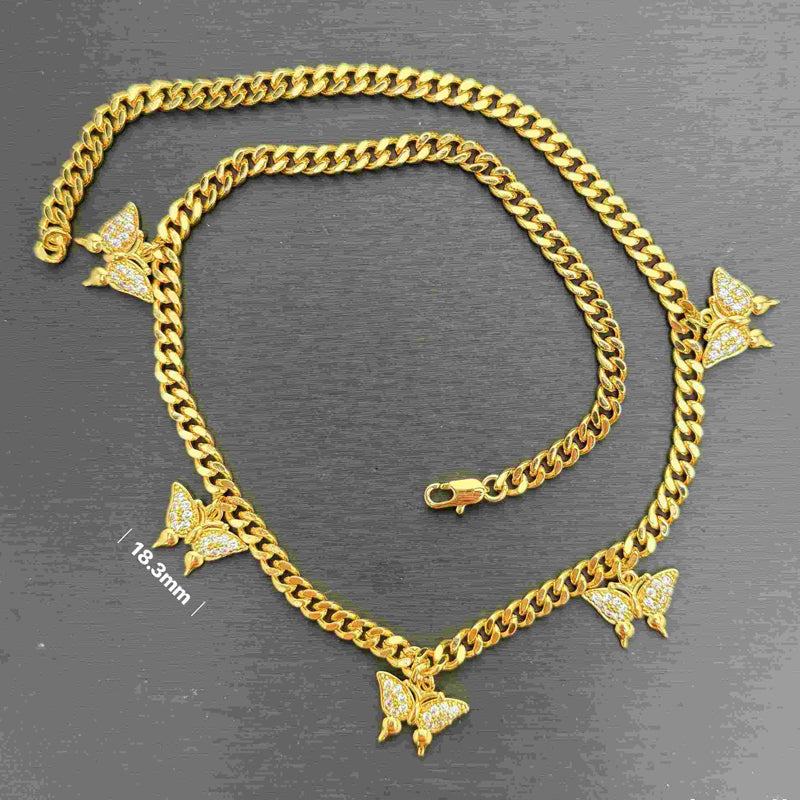 24K Gold Over Butterfly Design Jewelry, Micro-Inlaid Mossanite Women's Tennis Necklace