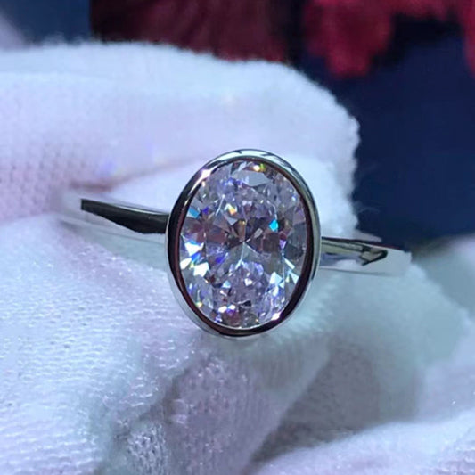 Oval White Diamond Ice Flower Cut Wedding Ring
