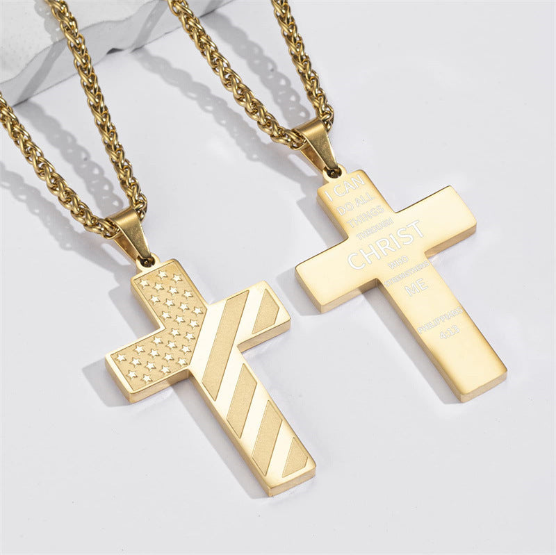 Cross Flag Necklace Letters High Sense Hip Hop