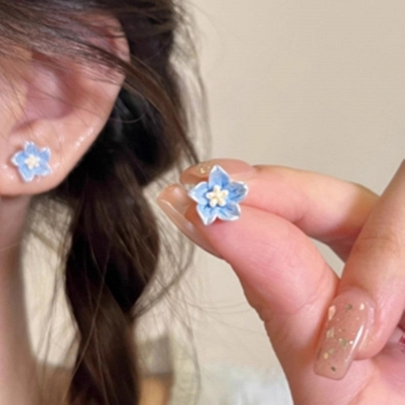 Blue Flower Stud Earrings