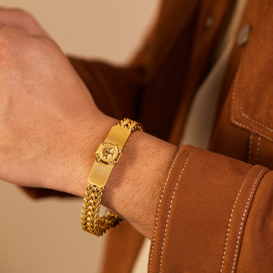 Hip Hop Titanium Steel Gold Plated Lucky Tree Stainless Steel Bracelet