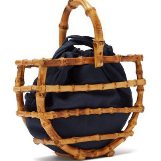 Ancient Style Handmade Tassel Bamboo Bucket Handbag