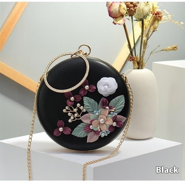 Cross-border Flower Dinner Stylish Round Banquet Handbag