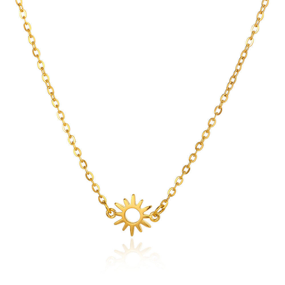 Sun Hollow 18K Gold Stainless Steel Pendant Necklace, Bracelet, Anklet