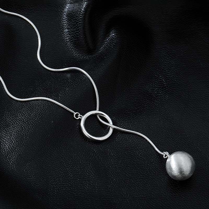 Ins Round Ball Ring Long Necklace