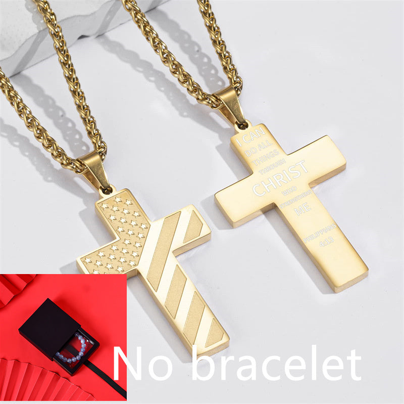 Cross Flag Necklace Letters High Sense Hip Hop