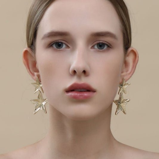 Five-pointed Star Double Layer Earrings