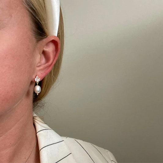 Zircon Pearl Earrings