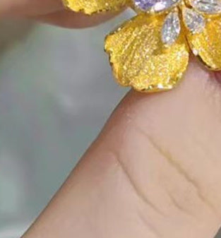 Gold Butterfly Ring Fashion Brushed Dead Leaves