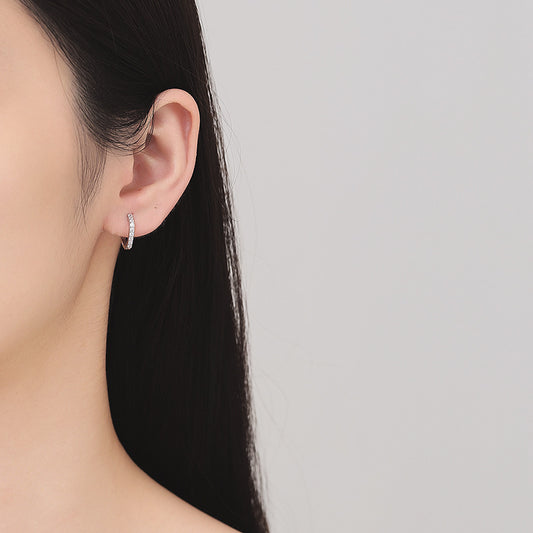 S925 Sterling Silver Simple Fashionable All-match Temperament Gang Drill Earrings