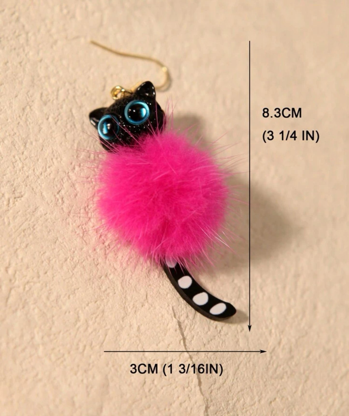 Cute Plush Black Cat Earrings