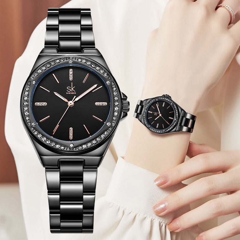 Women's Simple Zircon Quartz Watch