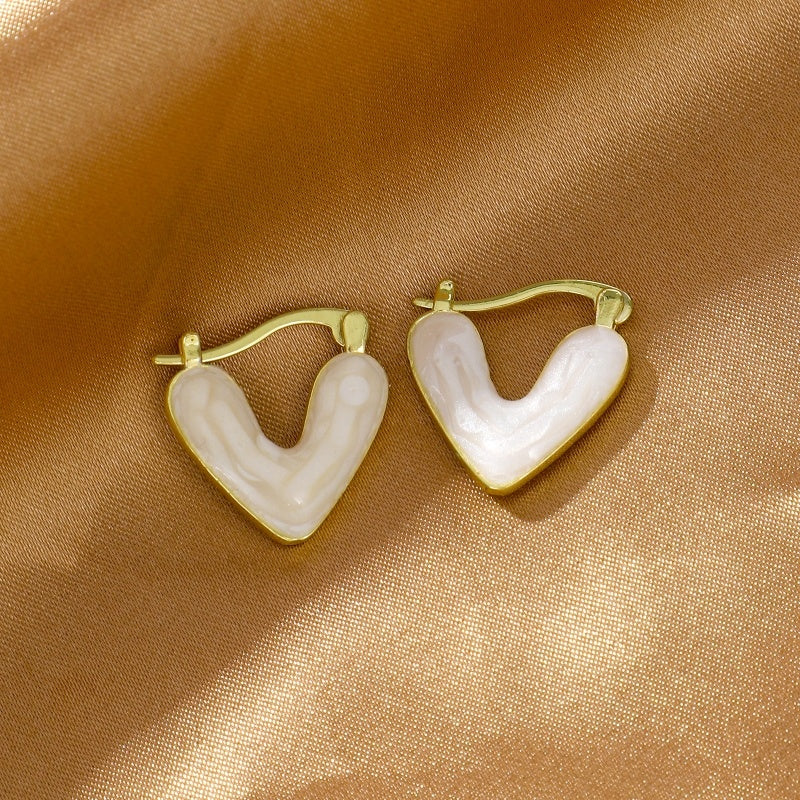 Minimalist Heart-shaped Drop Glazed Earrings