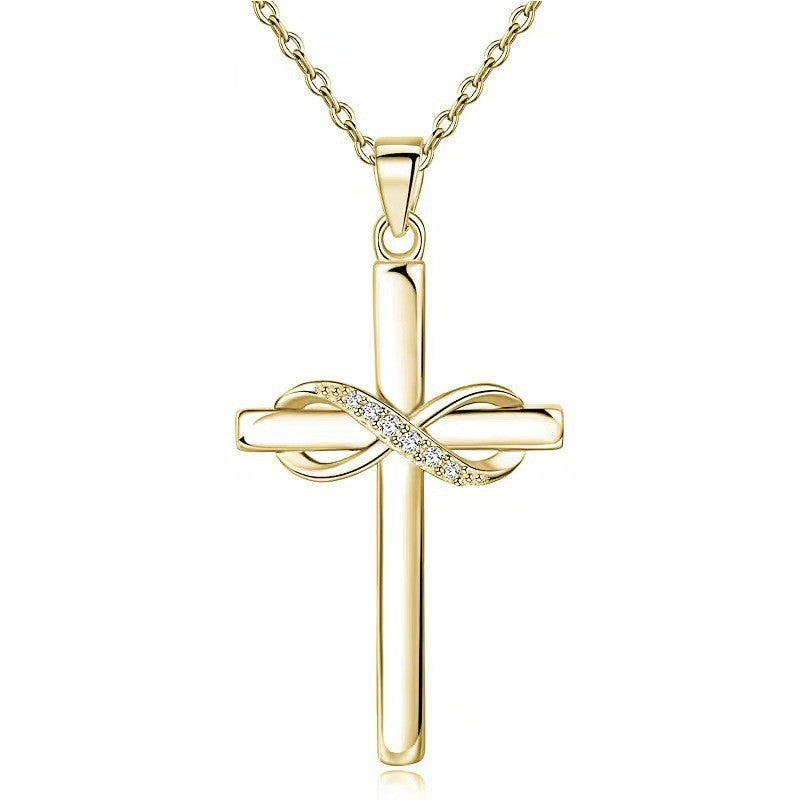 Infinite Symbol 8 Words Zircon Pendant Cross Necklace