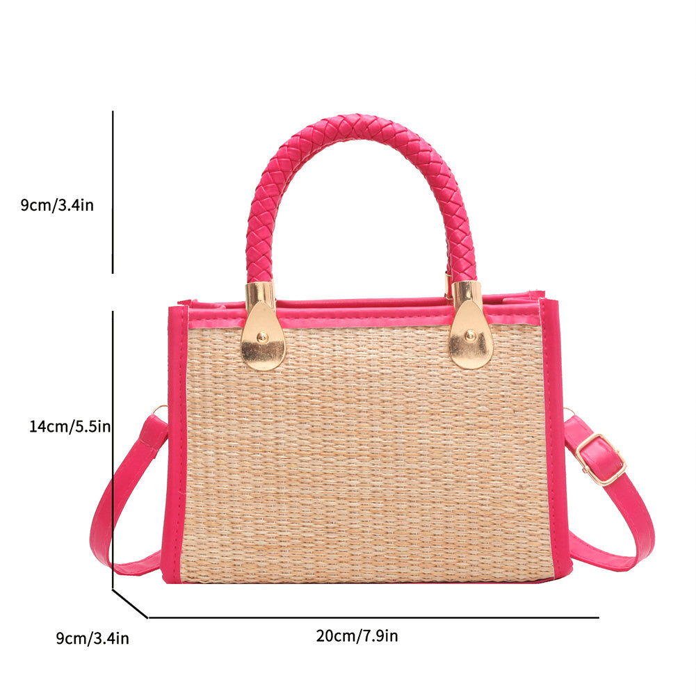 Textured Woven Contrast Color Portable Shoulder Bag