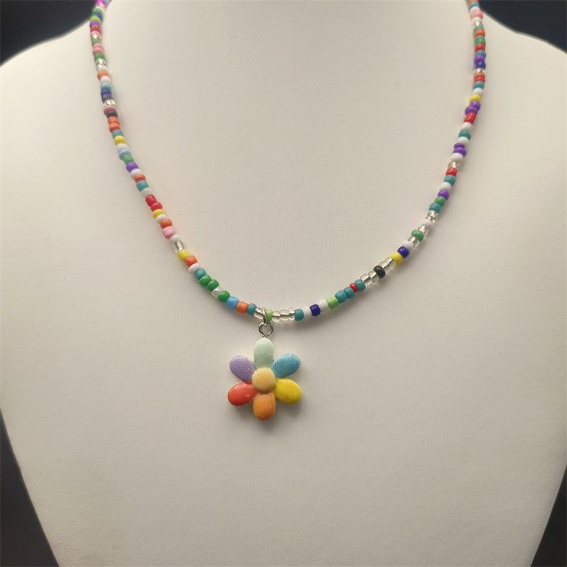 Cute Children's Rainbow Love Clavicle Chain Dopamine Necklace