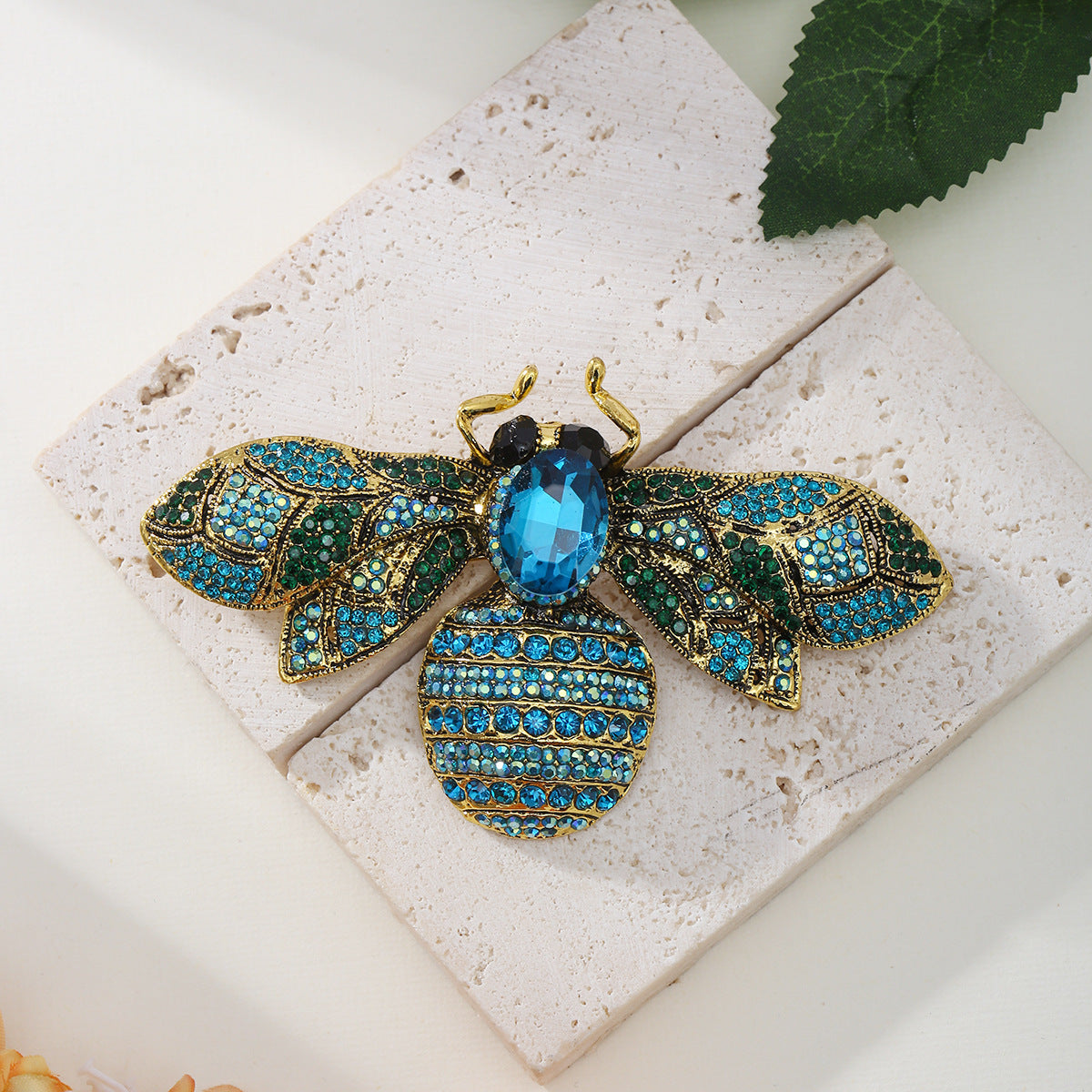 Antique Style Fully-jeweled Crystal Bee Brooch