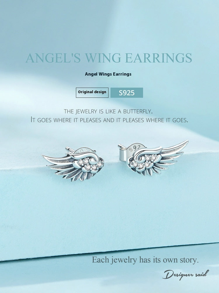 Silver Feather Studs Earrings